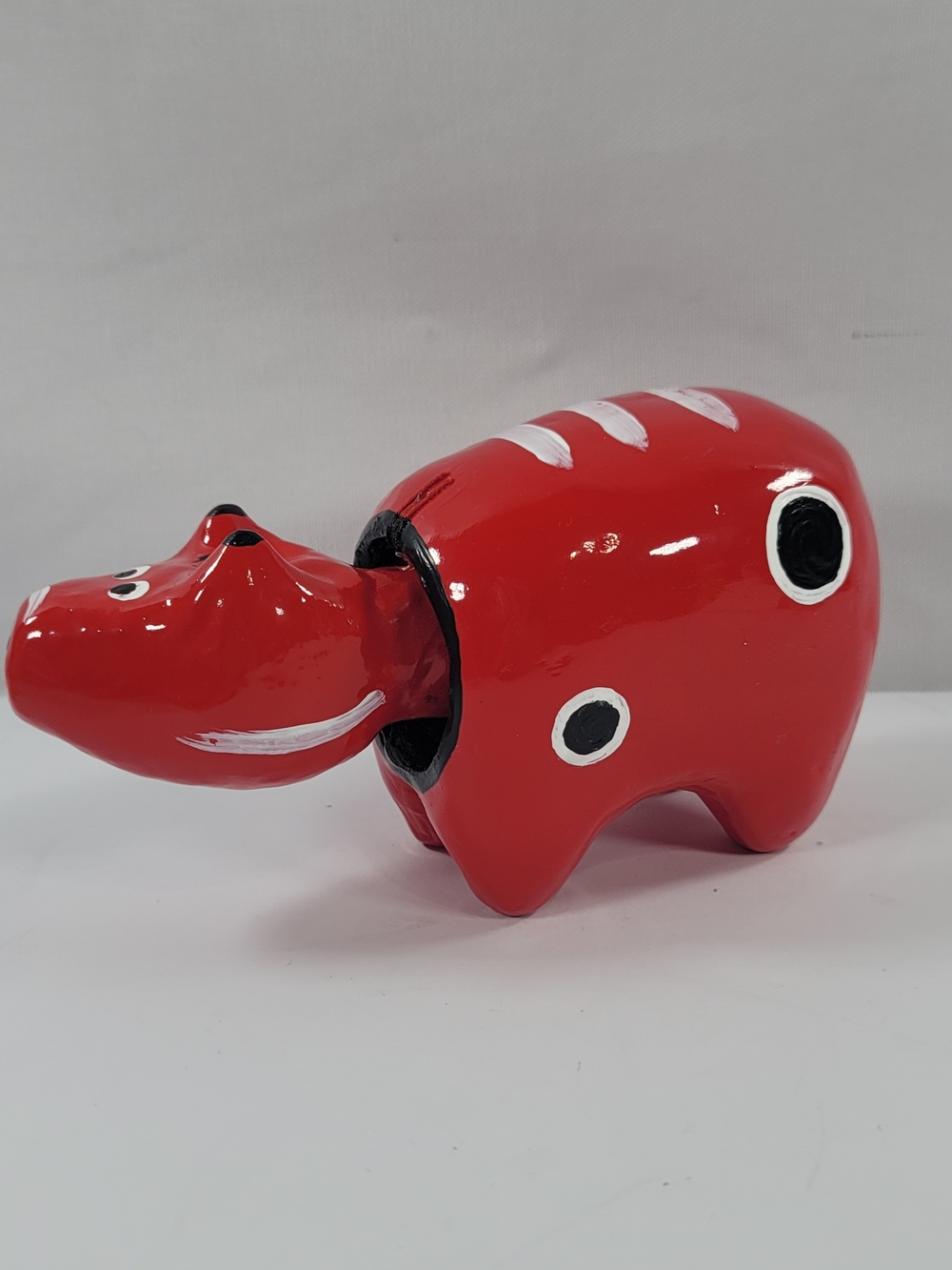 Japanese Akabeko Folk Art Lucky Cow Toy Paper Mache Bobbling Cow Head Figurine